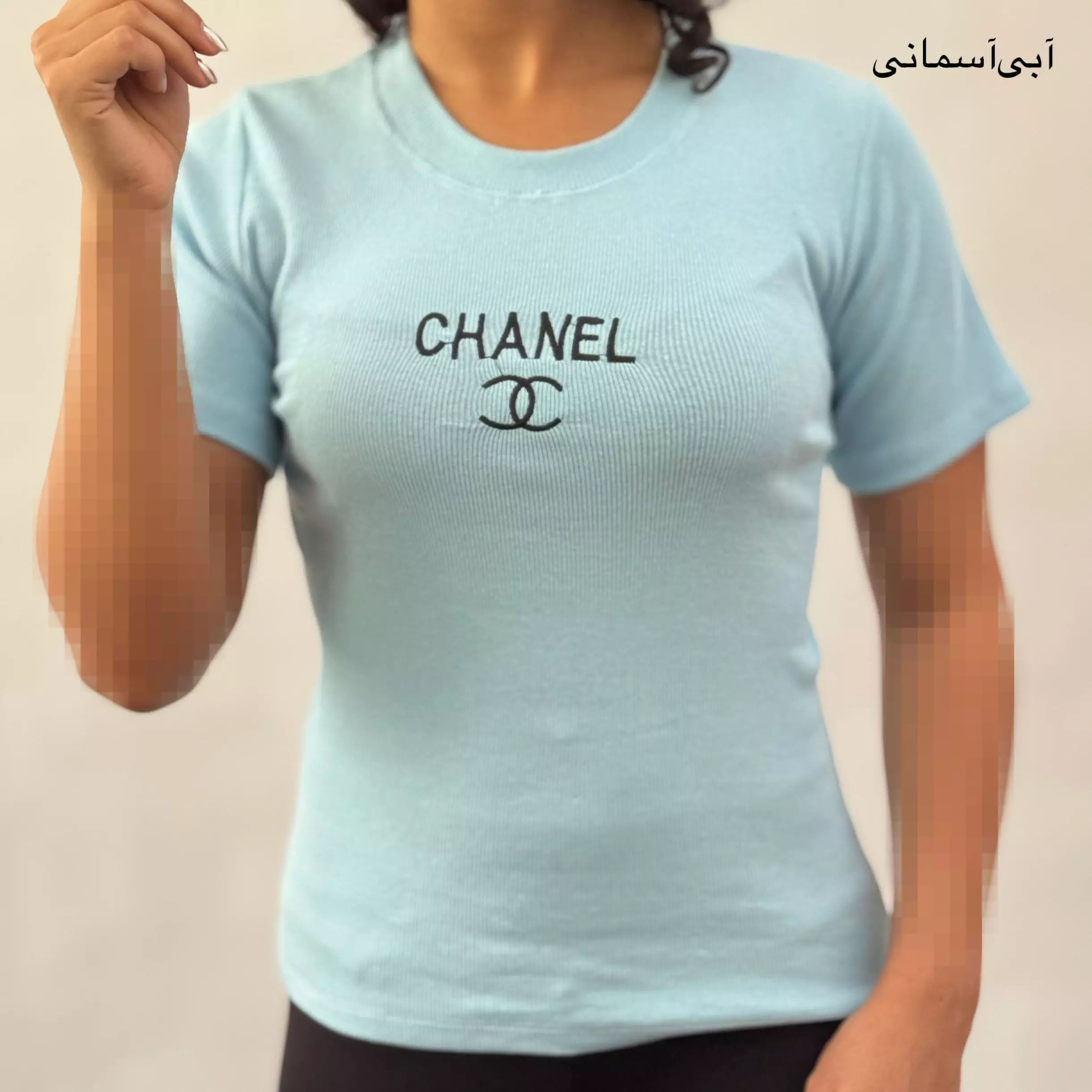 تیشرت زنانه کبریتی گلدوزی چنل 008123104087