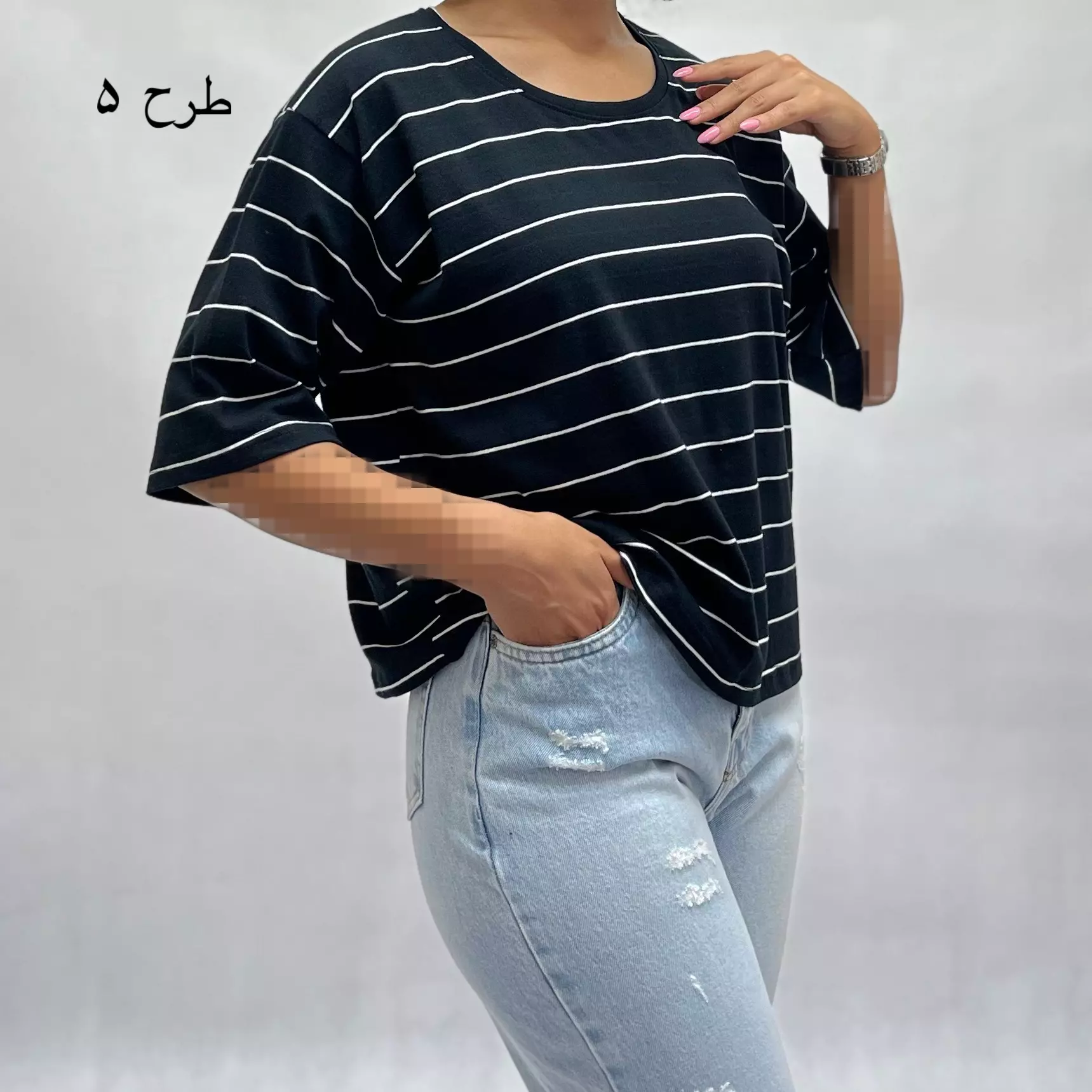 تیشرت کراپ راه راه منگو 0081234104