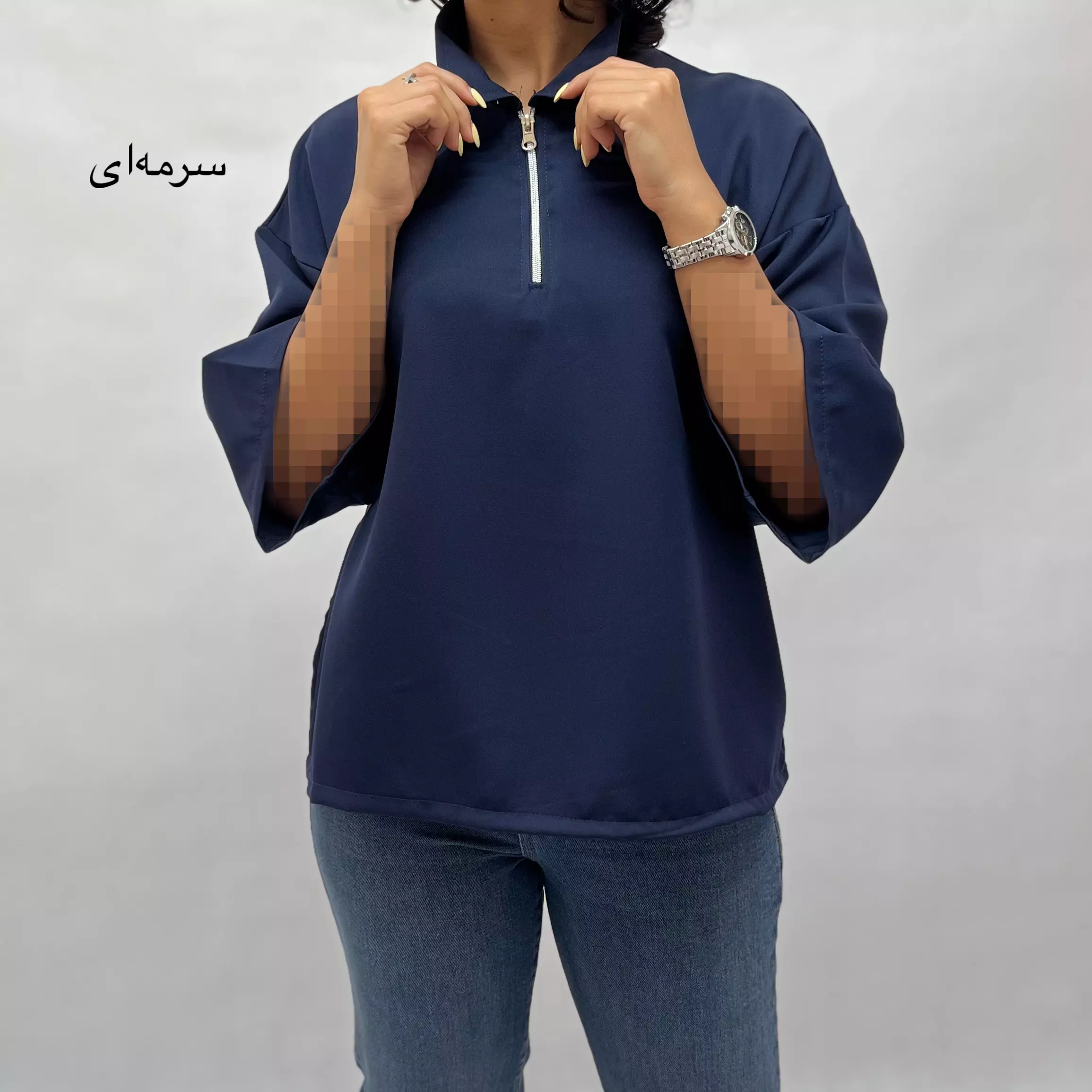 تیشرت زنانه یقه مردانه نیم زیپ 0011345689