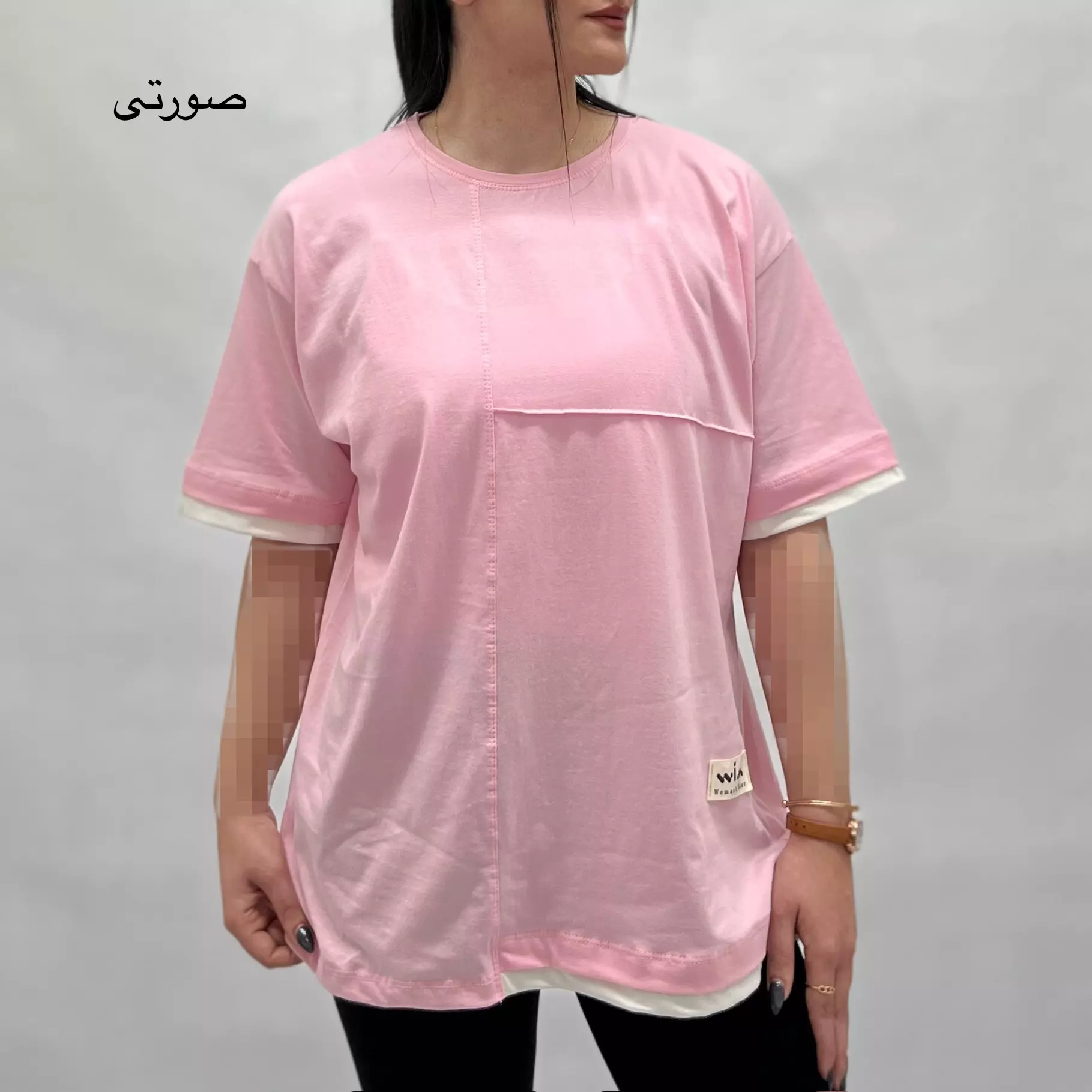 تیشرت زنانه باکسی آستین تکه دوزی 001111977984