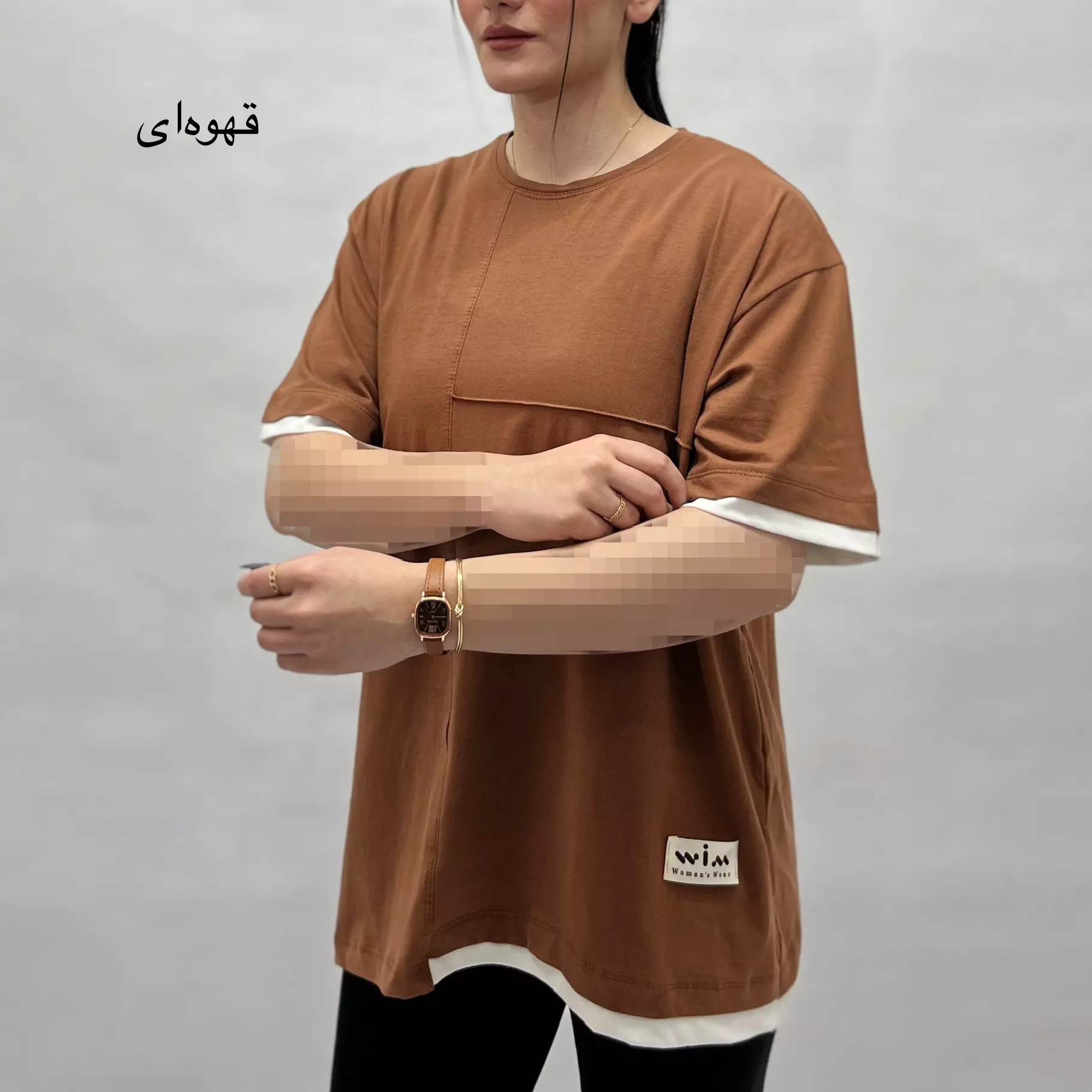 تیشرت زنانه باکسی آستین تکه دوزی 001111977984