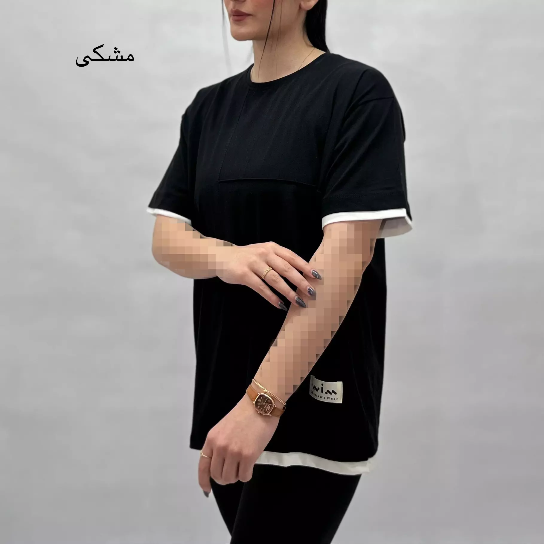 تیشرت زنانه باکسی آستین تکه دوزی 001111977984