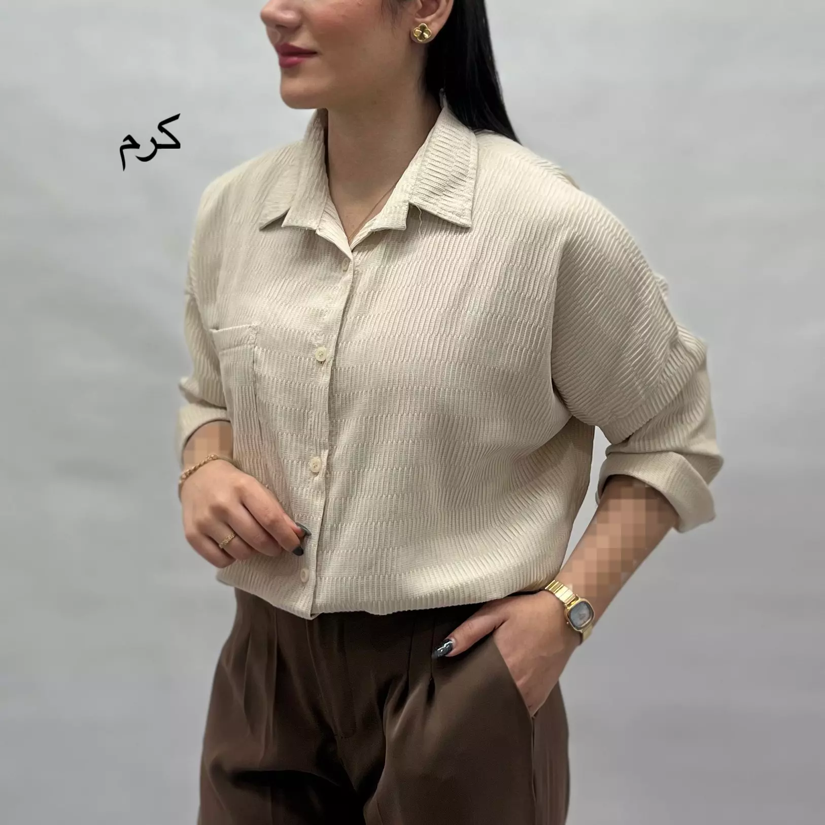 شومیز زنانه پلیسه تک جیب 00291341034096