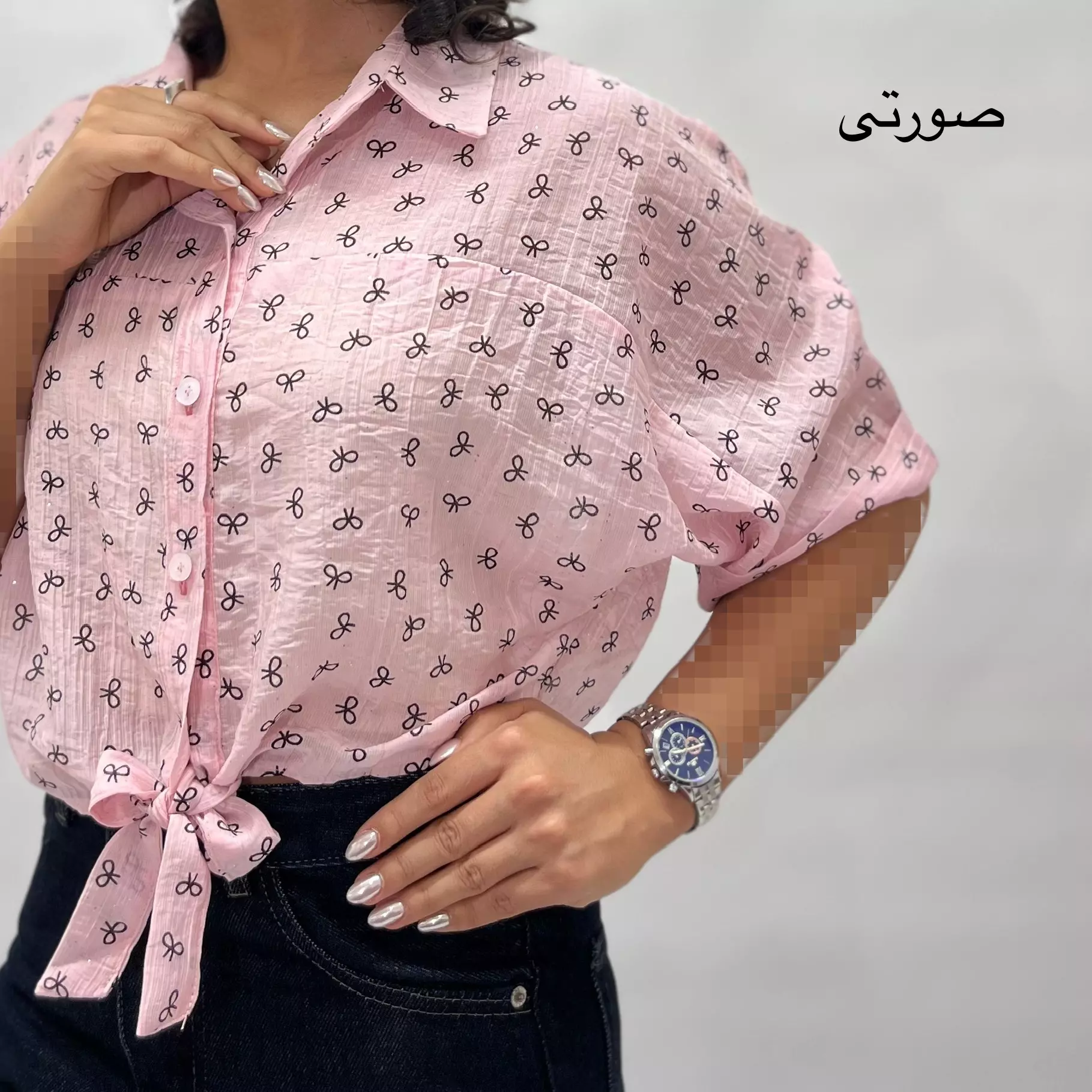 شومیز زنانه کراپ پاپیون 002911247925