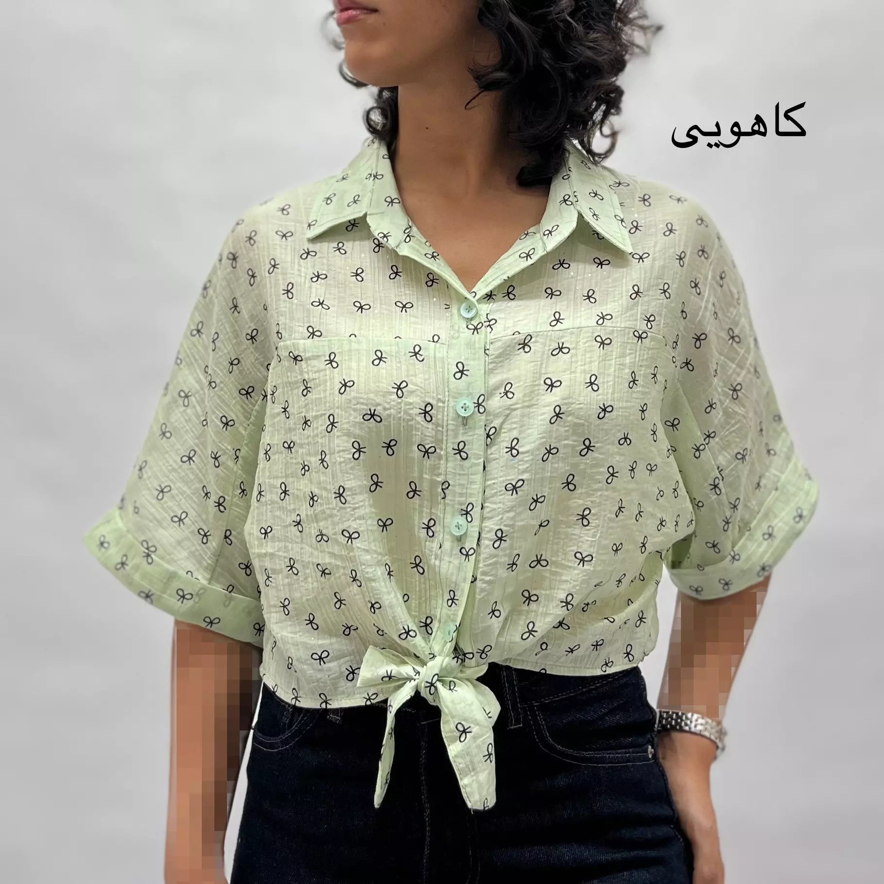 شومیز زنانه کراپ پاپیون 002911247925