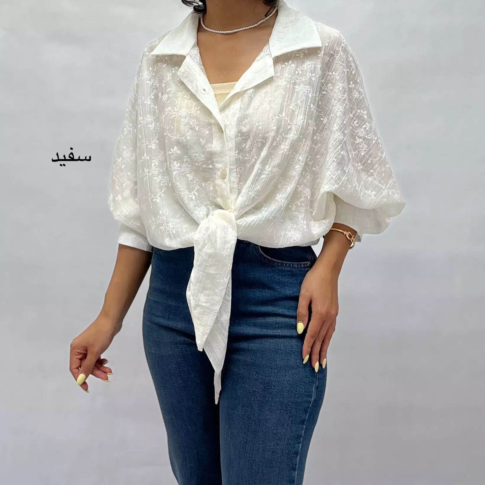 شومیز زنانه کراپ شیشه ای گل 002911247926